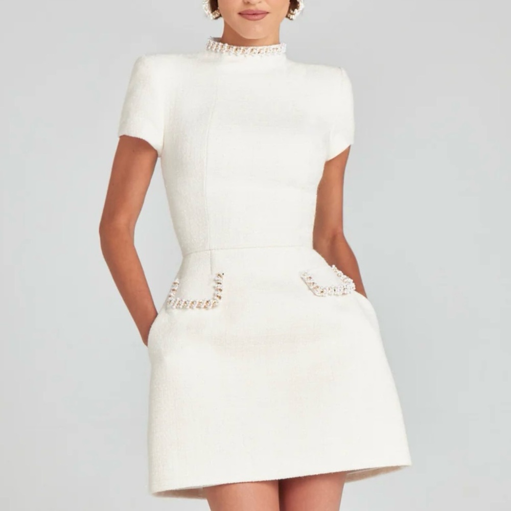 Brand New- Nadine Merabi Simone Ivory Dress 🤍✨ - Picture 3 of 15